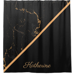 Black & Golden Marble Shower Curtain