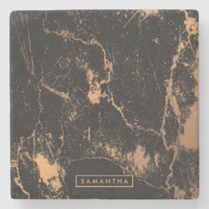 Black & Golden Marble Stone Coaster