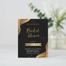 Black & Golden Minimalist Bridal Shower Invitation