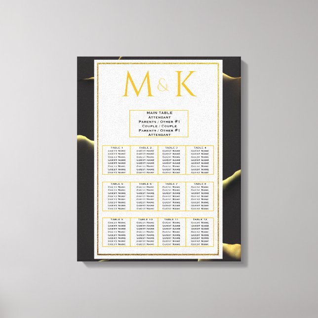 Black & Golden 💡 Modern Abstract Inky Oil Canvas Print (Front)