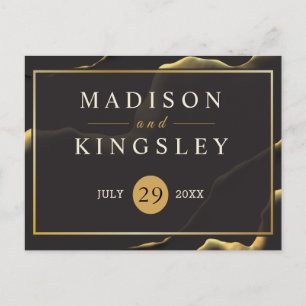 Black & Golden 💡 Modern Abstract Inky Oil Postcard