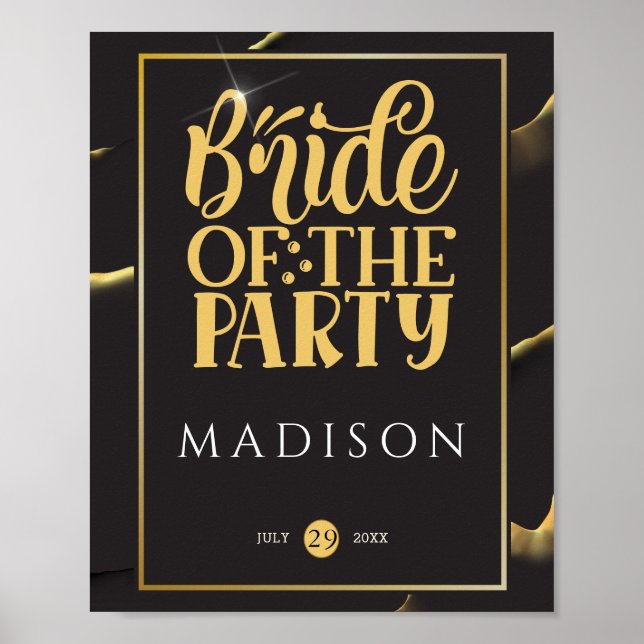 Black & Golden 💡 Modern Abstract Inky Oil Poster (Front)