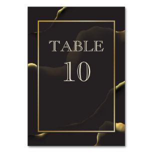 Black & Golden 💡 Modern Abstract Inky Oil Table Number