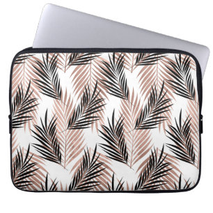 Black Golden Palm Leaf Tropical Tree Hawaiian Laptop Sleeve