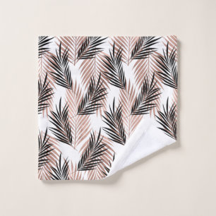 Black Golden Palm Leaf Tropical Tree Hawaiian Wash Cloth