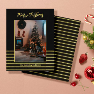 Black & golden stripes holiday card