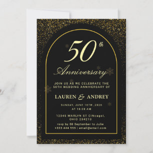 Black Golden wedding Anniversary Invitation