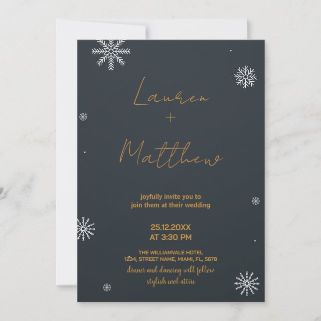 Black Golden Wedding Invitations (Front)