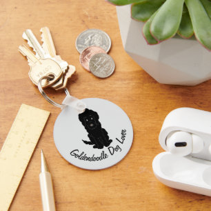 Black Goldendoodle Design Any Colour Background Key Ring