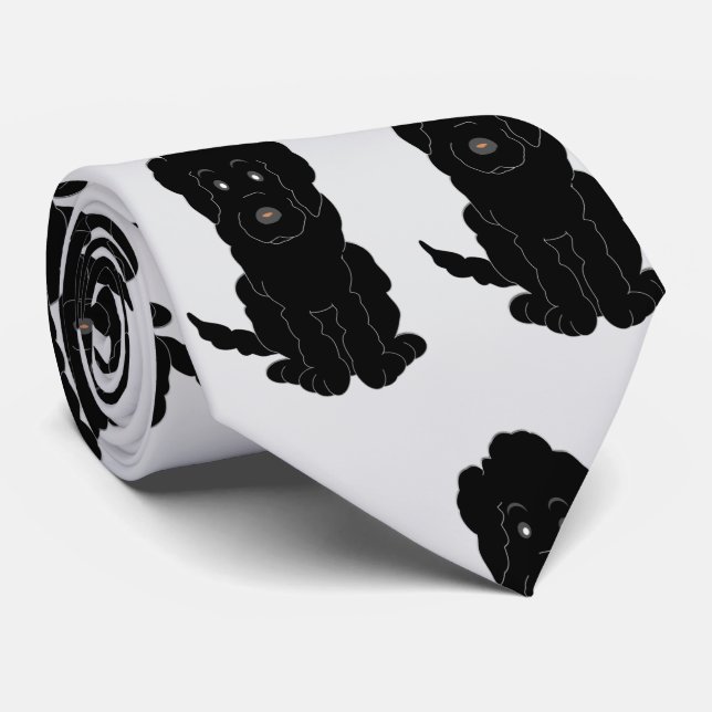 Black Goldendoodle Design Any Colour Background Tie (Rolled)