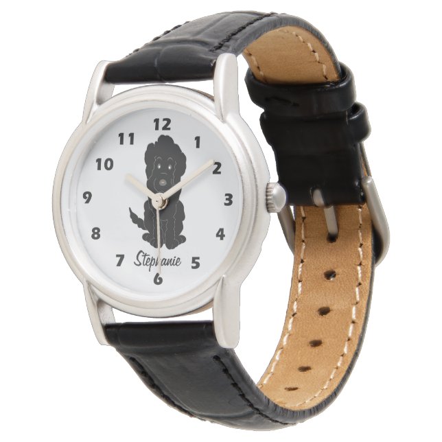 Black Goldendoodle Design Any Colour Background Watch (Angled)
