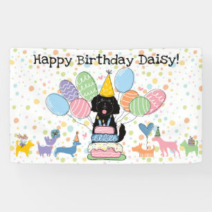Black Goldendoodle Dog Birthday Party Banner