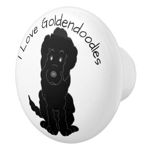 Black Goldendoodle Dog Design Ceramic Knob