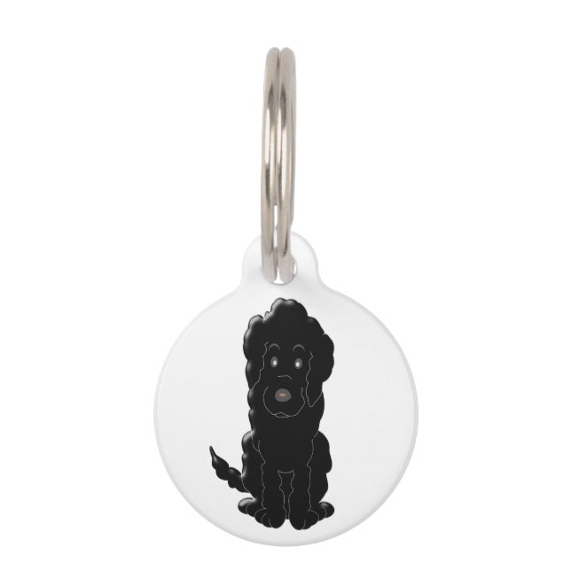 Black Goldendoodle Dog Design Personalised Pet Tag (Front)
