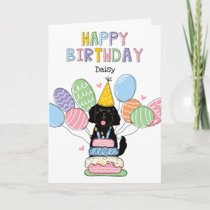 Black Goldendoodle Dog Happy Birthday Card