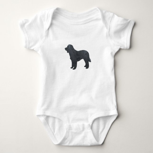 Black Goldendoodle / Labradoodle Artwork Baby Bodysuit (Front)