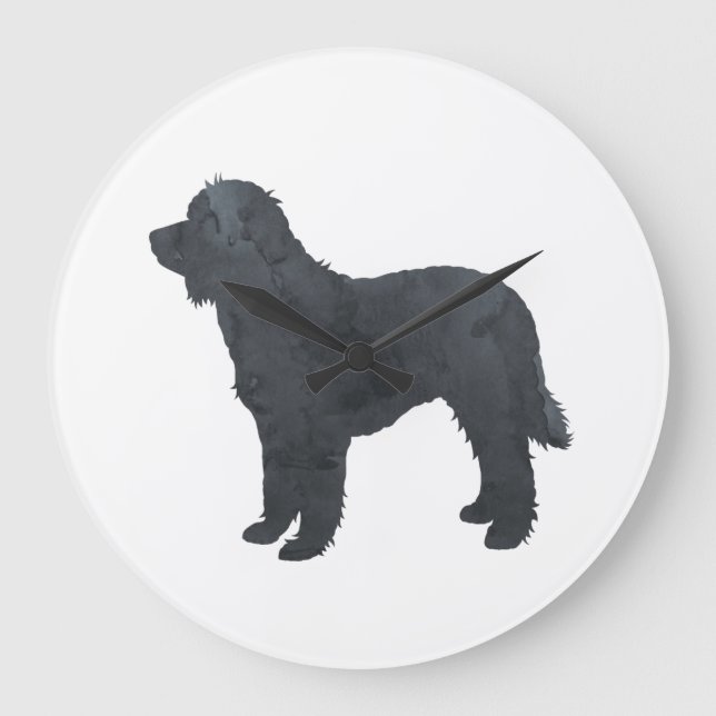 Black Goldendoodle / Labradoodle Artwork Large Clock (Front)