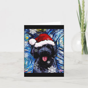 Black Goldendoodle Labradoodle Santa Dog Christmas Card