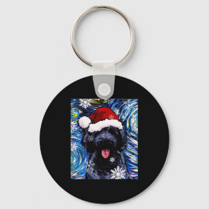 Black Goldendoodle Labradoodle Santa Dog Christmas Key Ring