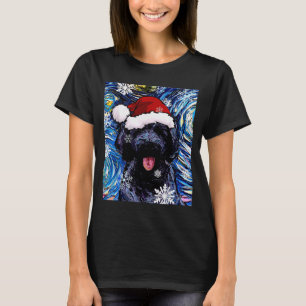 Black Goldendoodle Labradoodle Santa Dog Christmas T-Shirt