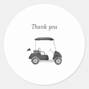 Black golf cart baby shower classic round sticker