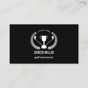 Black Golf Cup Logo Golf Professional  Instructor Business Card