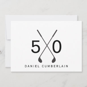 Black Golf Simple 50th Birthday Party Invitation