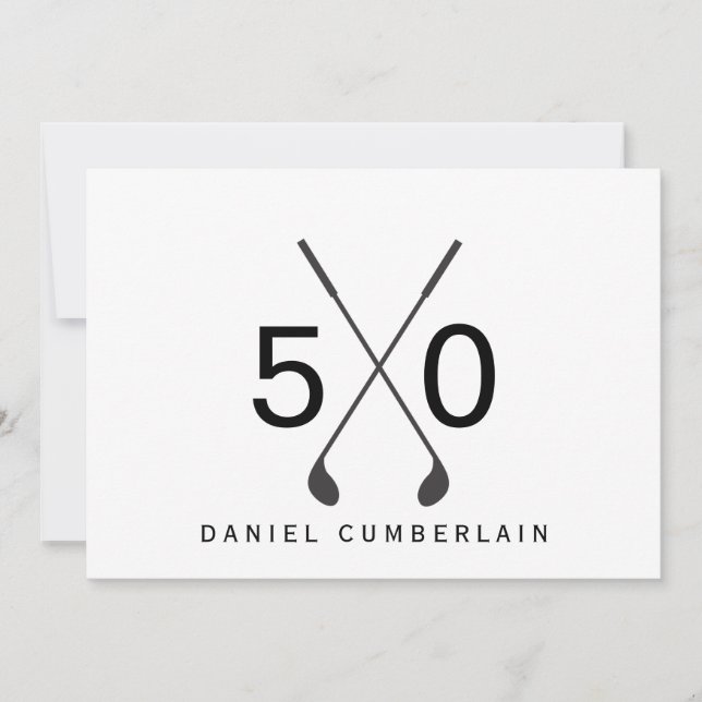 Black Golf Simple 50th Birthday Party Invitation (Front)