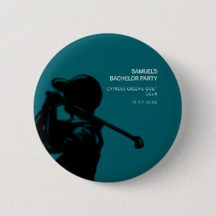 Black golfer Golfing Trip Bachelor Party minimal  6 Cm Round Badge