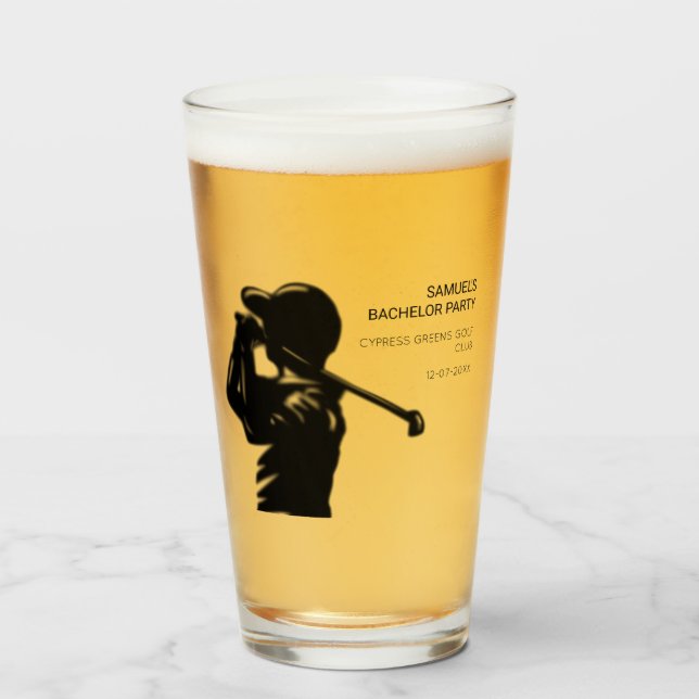 Black golfer Golfing Trip Bachelor Party minimal  Glass (Front Filled)