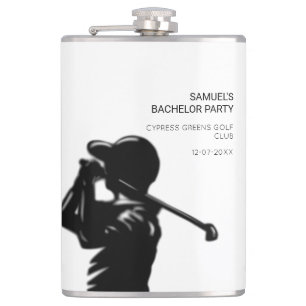 Black golfer Golfing Trip Bachelor Party minimal  Hip Flask