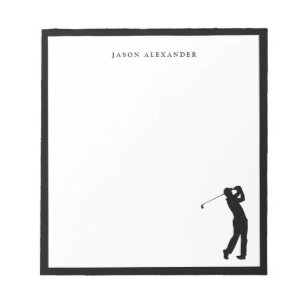 Black Golfer Silhouette Personalized  Notepad