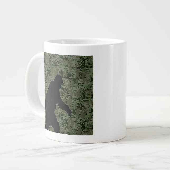 Black Gone Squatchin Woodland Digital Camouflage Large Coffee Mug (Front Left)
