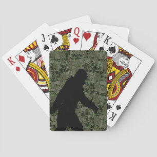 Black Gone Squatchin Woodland Digital Camouflage Playing Cards