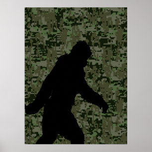 Black Gone Squatchin Woodland Digital Camouflage Poster