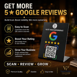 Black Google Review Pedestal Stand Custom QR Sign