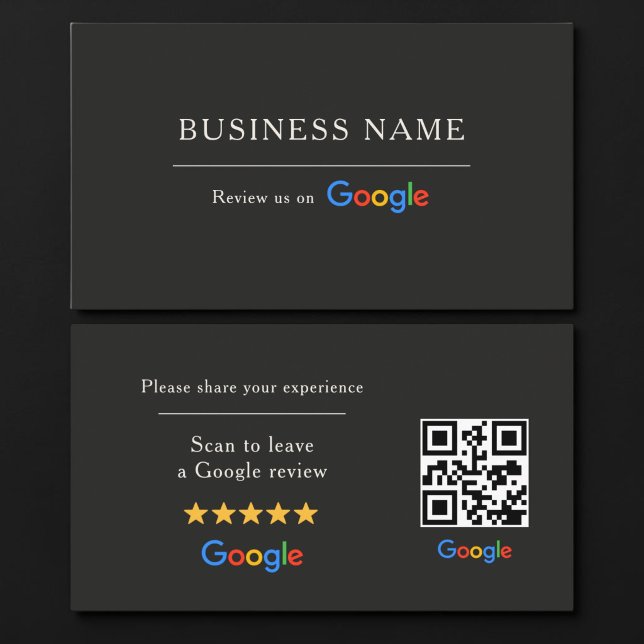 Black Google Review QR Code Business Card (Creator Uploaded)