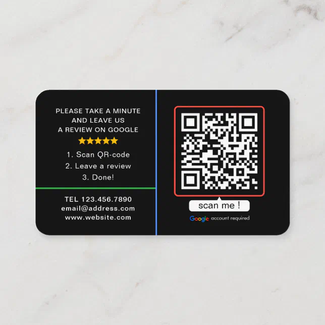 Black Google Reviews Business Review Us QR Code Business Card Zazzle