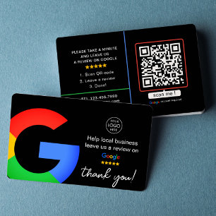 Black Google Reviews Business Review Us QR Code Card