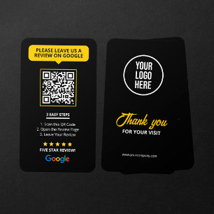 Black Google Reviews QR Code Business Review Link Business Card