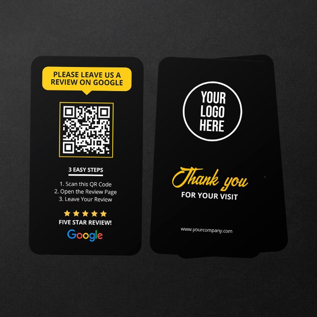 Black Google Reviews QR Code Business Review Link  Business Card (Creator Uploaded)