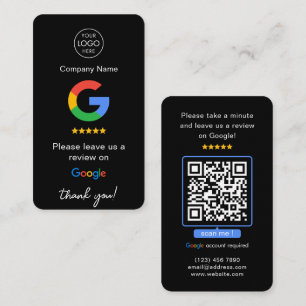 Black Google Reviews QR Code Business Review Us Business Card
