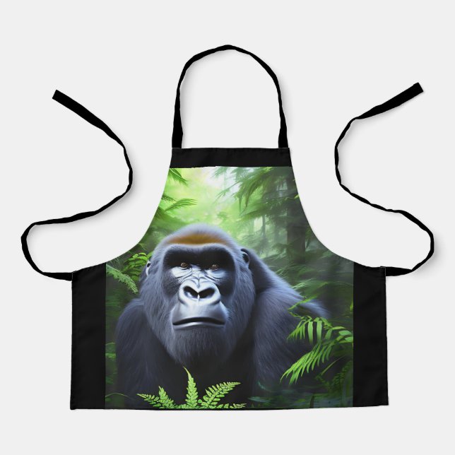 Black Gorilla, Kids Full Print Apron (Front)