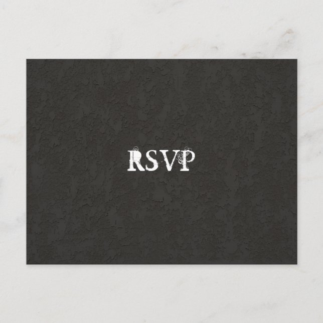 Black Goth Cracked RSVP Invitation Postcard (Front)