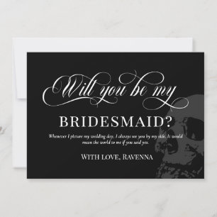 Black Goth Skull Wedding Will You Be My Bridesmaid Invitation