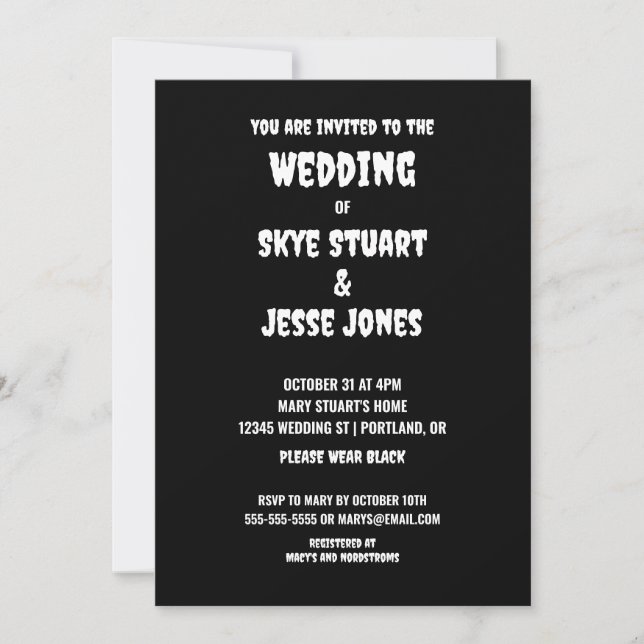 Black Goth Wedding Invitation (Front)