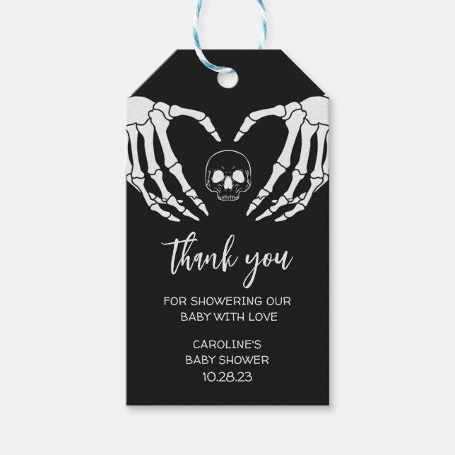 Black Gothic Baby Shower Favour Tags (Front)