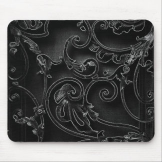 Black gothic baroque swirl pattern mouse mat