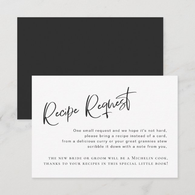 Black Gothic Bridal Shower Recipe Request Card (Front/Back)