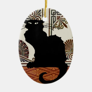 Black Gothic Cat Ceramic Tree Decoration
